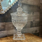 Vintage Shannon by Godinger Brandon Pattern Large Crystal Lidded Pedestal Dish