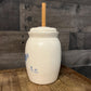 Vintage White and Blue Pottery Cow Butter Churn