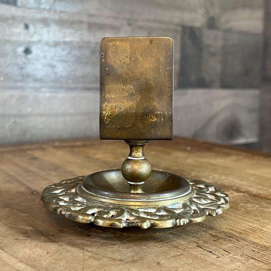 Antique Brass Match Box Holder Stand - Card Holder Stand - Mail Holder Stand