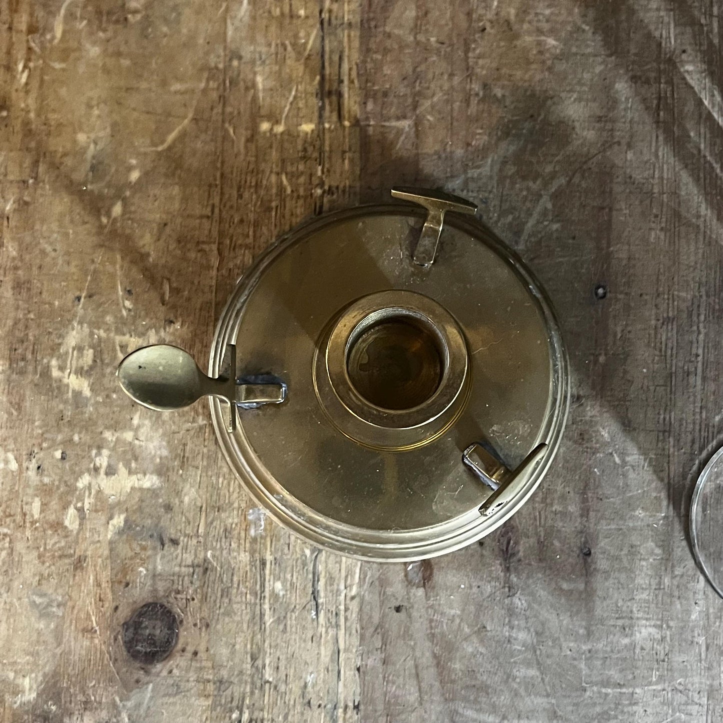 Vintage Brass Candlestick Holder with Glass Hurricane