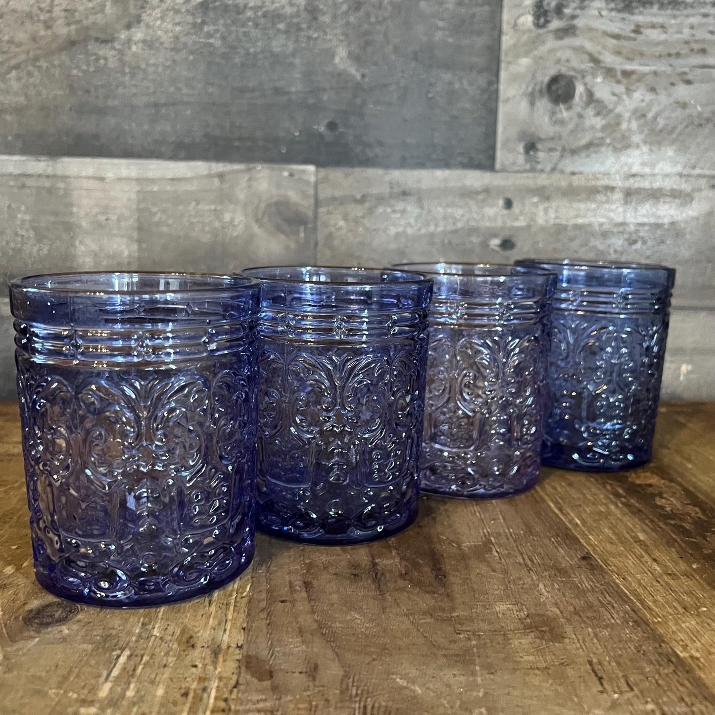 Godinger Blue Jax Double Old Fashioned Glasses - Rocks Glasses - Lowball Tumblers - Set of 4