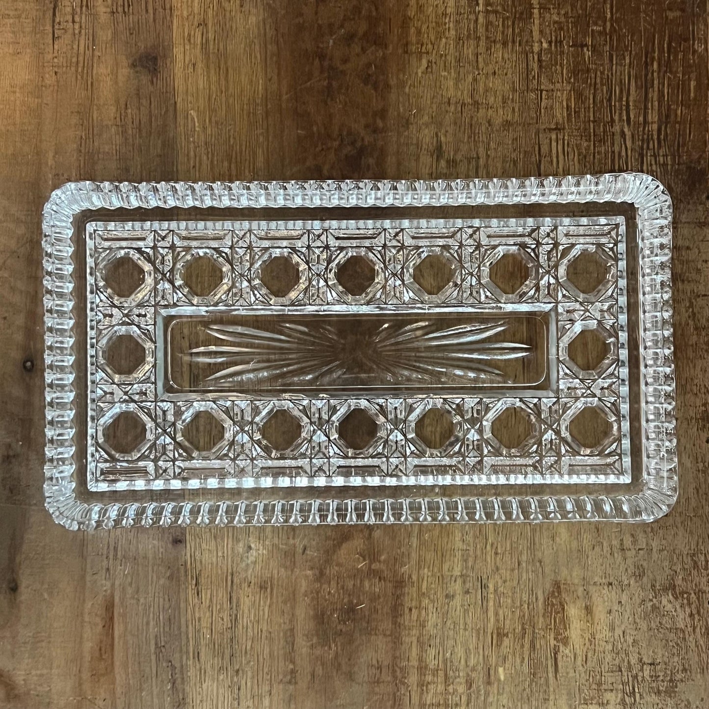 Vintage Rectangular Glass Tray - Serving Tray - Trinket Tray