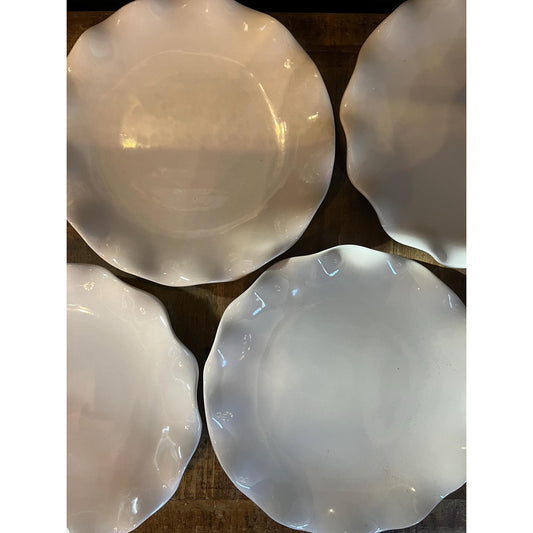 Ruffle White Ambience Plates - Salad Plates - Dessert Plates - Lunch Plates - Dinner Plates - Set of 4