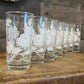 Vintage Libbey White Rose and Leaves Pattern Highball Glasses - Set of 7