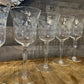 Vintage Set of 6 Floral and Ivy Etched Crystal Long Stem Wine Glasses