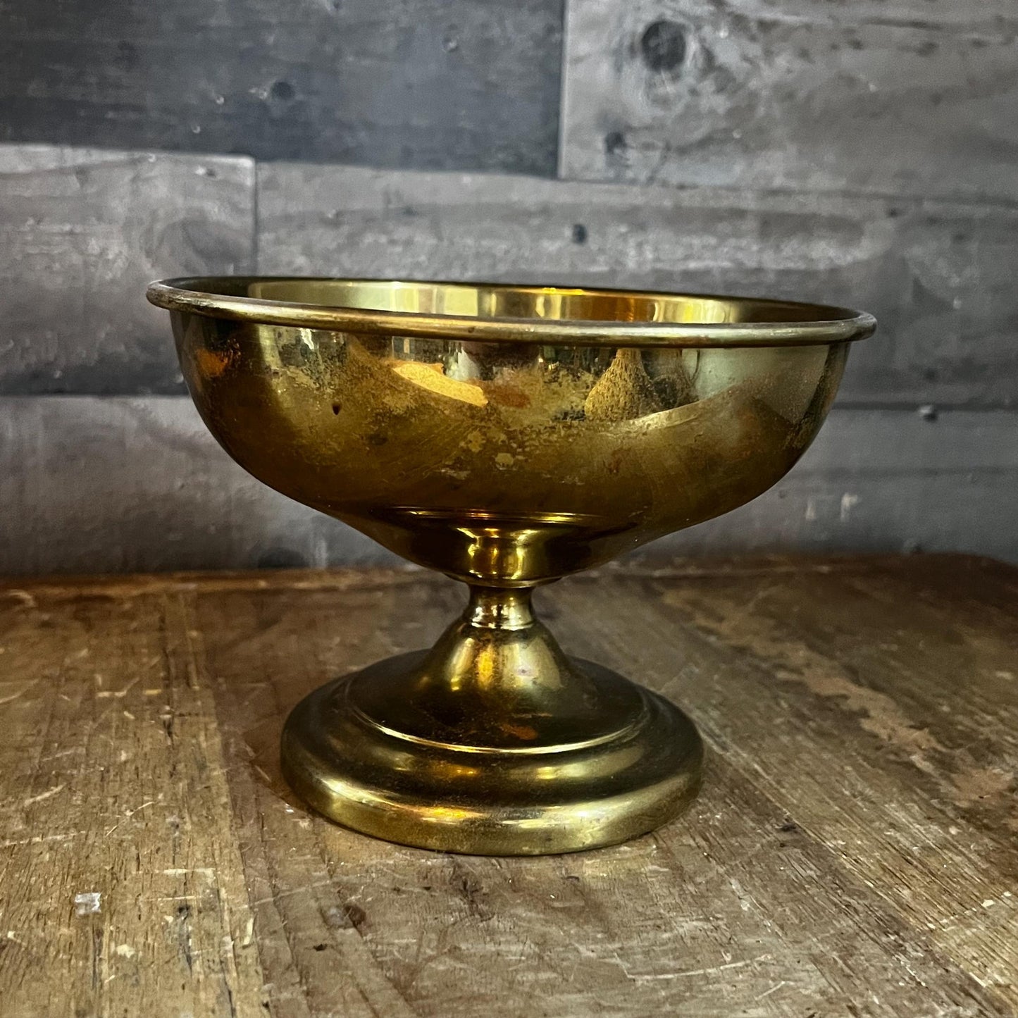 Vintage Brass Compote Pedestal Bowl