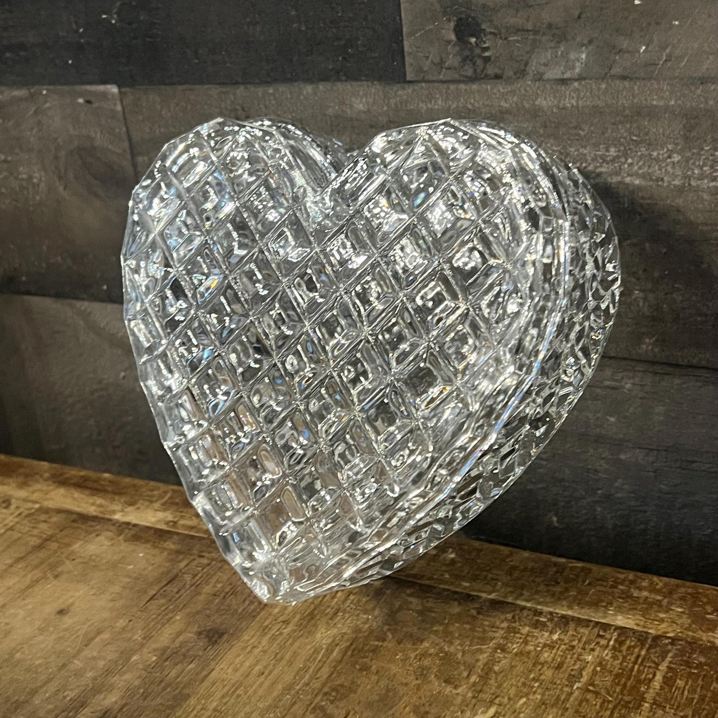 Crystal Heart Shaped Lidded Trinket Box - Candy Dish