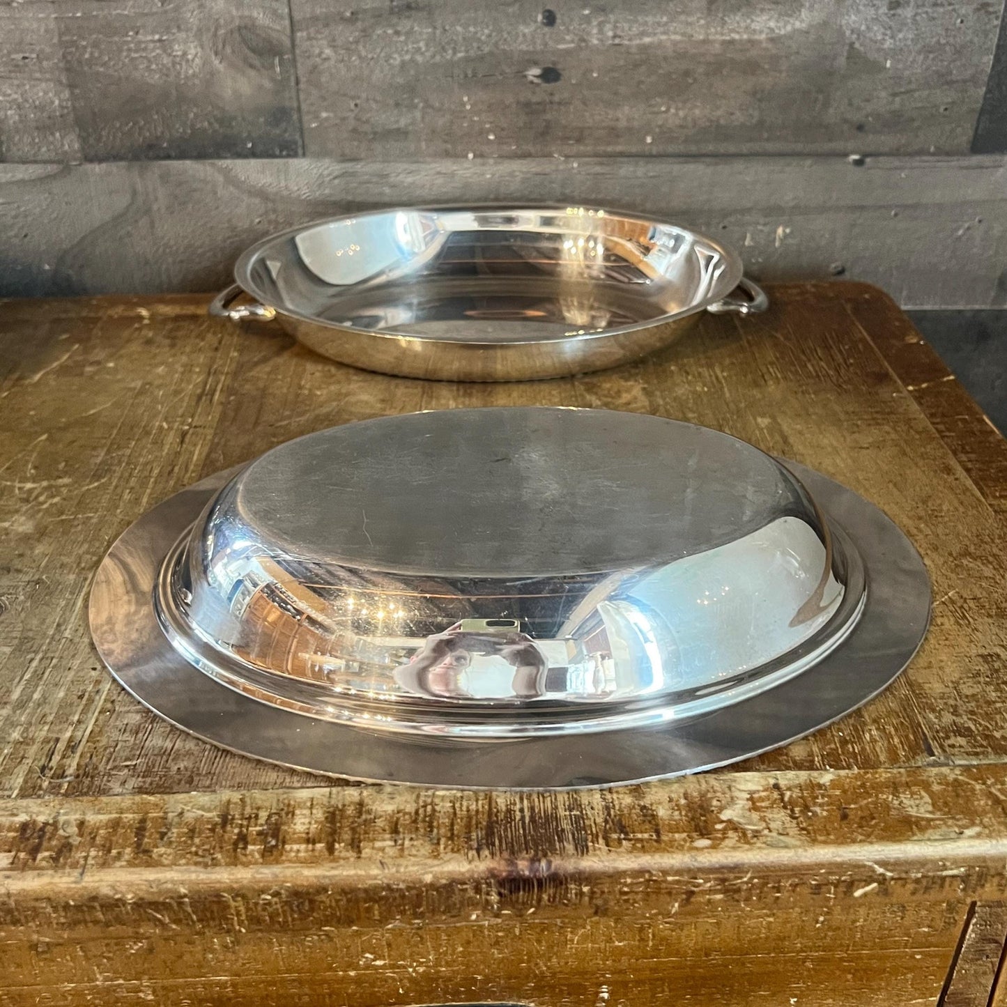 Vintage Crescent Silverplated Oval Lidded Casserole Dish Server