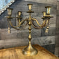 Vintage Solid Brass 5 Candlestick Holder Candelabra with Tassle Rope Detailing