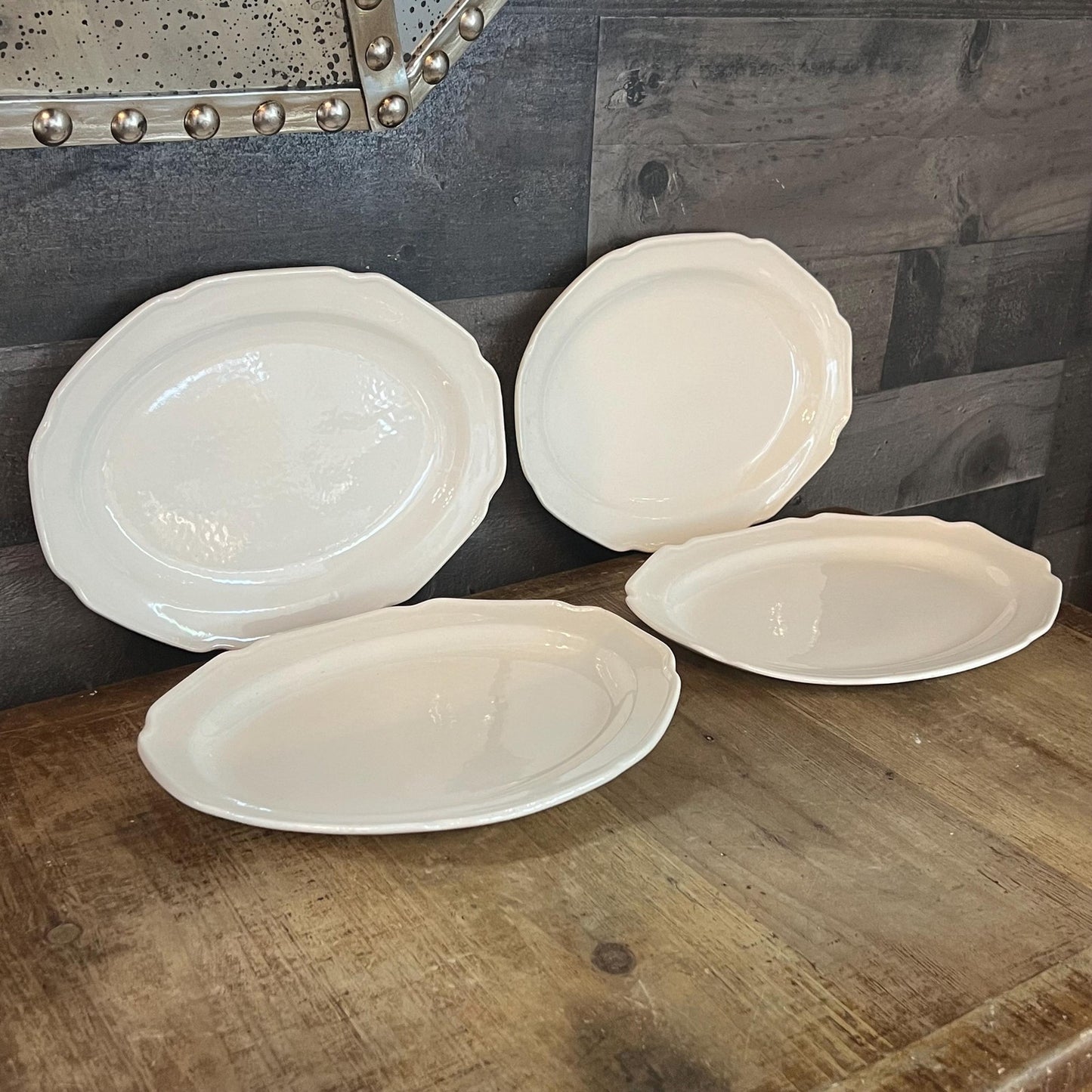 Vintage White Oval Plates - Set of 4