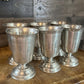 Vintage Pewter Short Stem Goblets - Set of 6