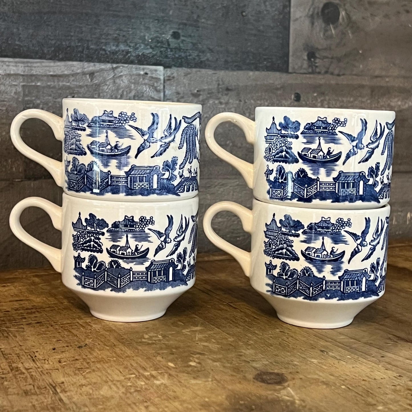 Churchill England Blue Willow Tea Cups - Set of 4