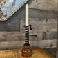 Vintage Spiral Twist Up Wrought Iron and Wooden Courting Chamberstick Candlestick Holder