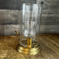 Vintage Brass Candlestick Holder with Glass Hurricane