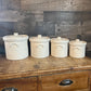 Vintage Pfaltzgraff Yorktowne Stoneware Lidded Canister Set Numbered in Blue 1, 2, 3, 4 - Set Of 4 - Made In USA - Crock Storage Jar Set