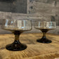 Libbey Glass Company Pair of Tawny Accent Brown Smoked Champagne Glasses - Cocktail Coupes - Tall Sherbert Glasses - Short Stem Glasses