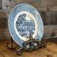 Vintage Royal China USA Currier and Ives Blue Bread and Butter Small Plates - Set of 4