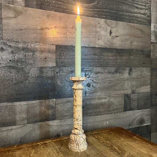 Vintage Stone Tall Candlestick Holder