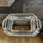 Vintage Ornate Pewter Tone Handled Rectangular Casserole Dish Holder
