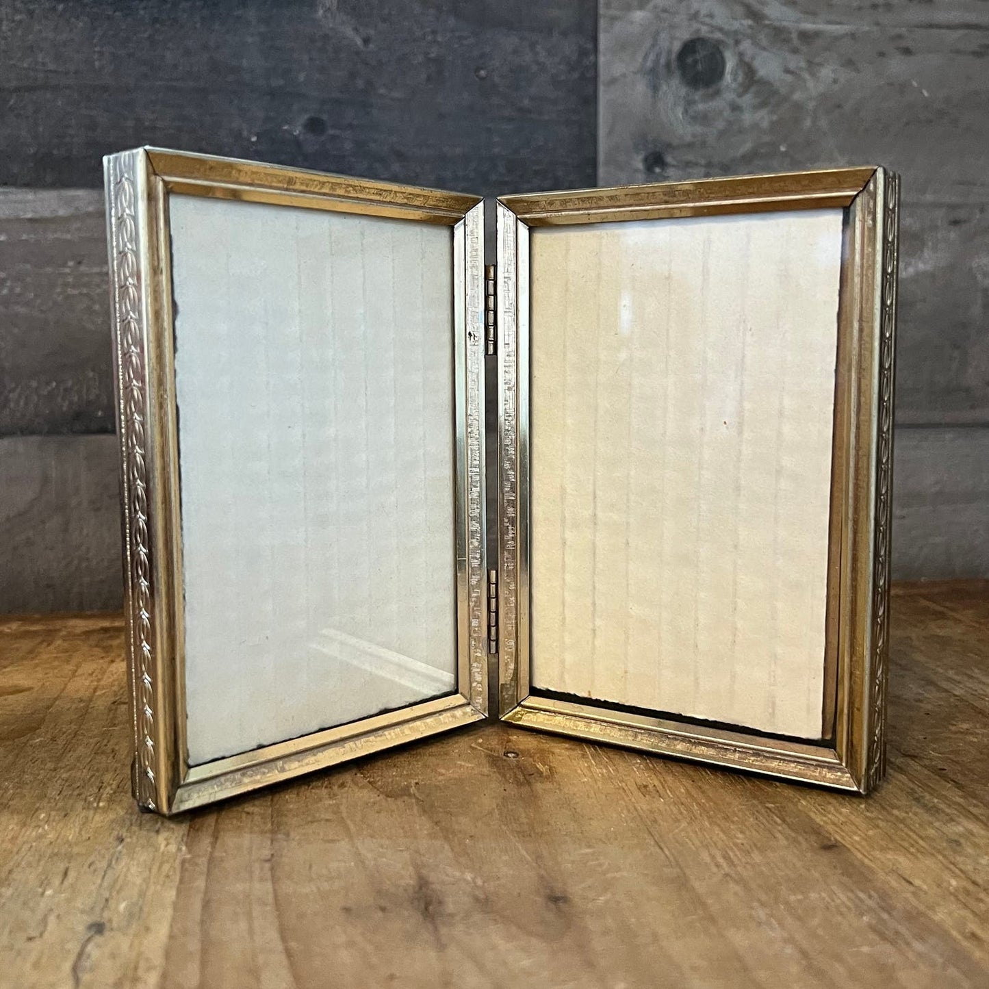 Vintage Brass Double Picture Folding Frame - Brass Wall Frame - Brass Table Frame