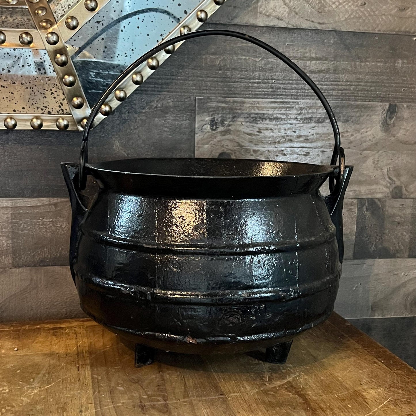Black Cast Iron Tri Footed Handled Large Cauldron - Cast Iron Pot - Cast Iron Kettle - Cast Iron Bean Pot