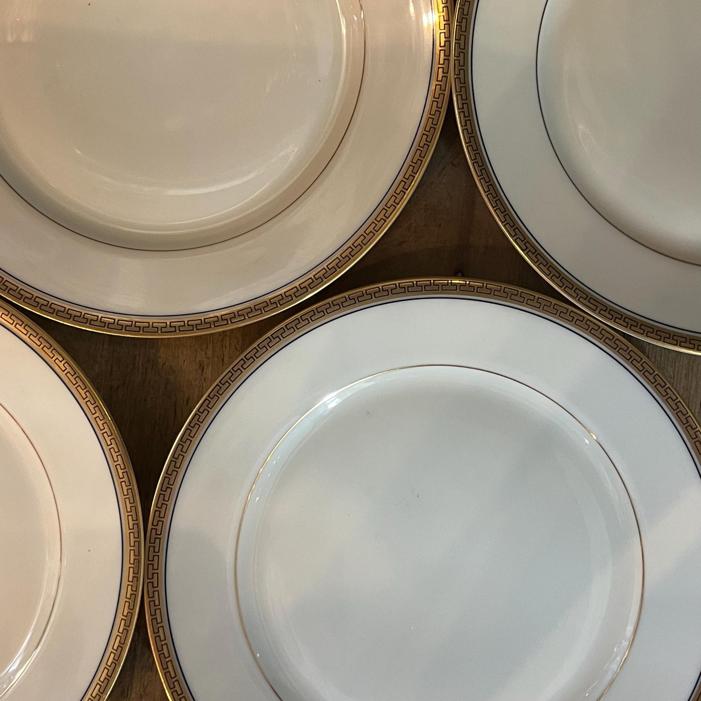 Bohemia Royal Ivory Greek Gold Key Rim Small Plates - Set of 4