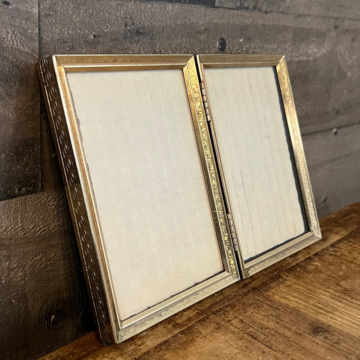 Vintage Brass Double Picture Folding Frame - Brass Wall Frame - Brass Table Frame