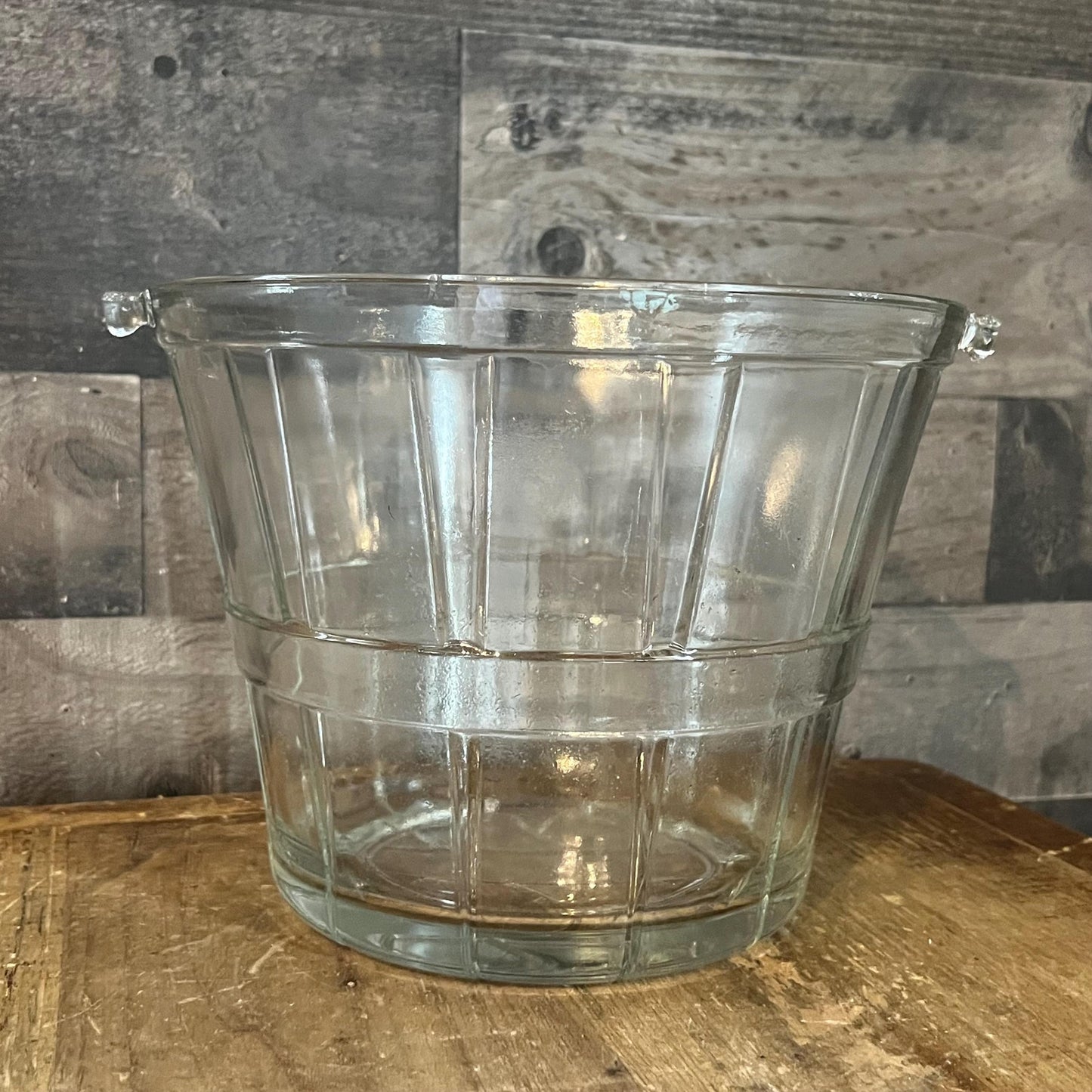 Vintage Anchor Hocking Large Glass Apple Bushel Ice Bucket - Vase - Fruit Basket