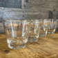 Vintage MCM Homer Laughlin Gold Tone Leaf Design Low Ball Rocks Glasses - Set of 4