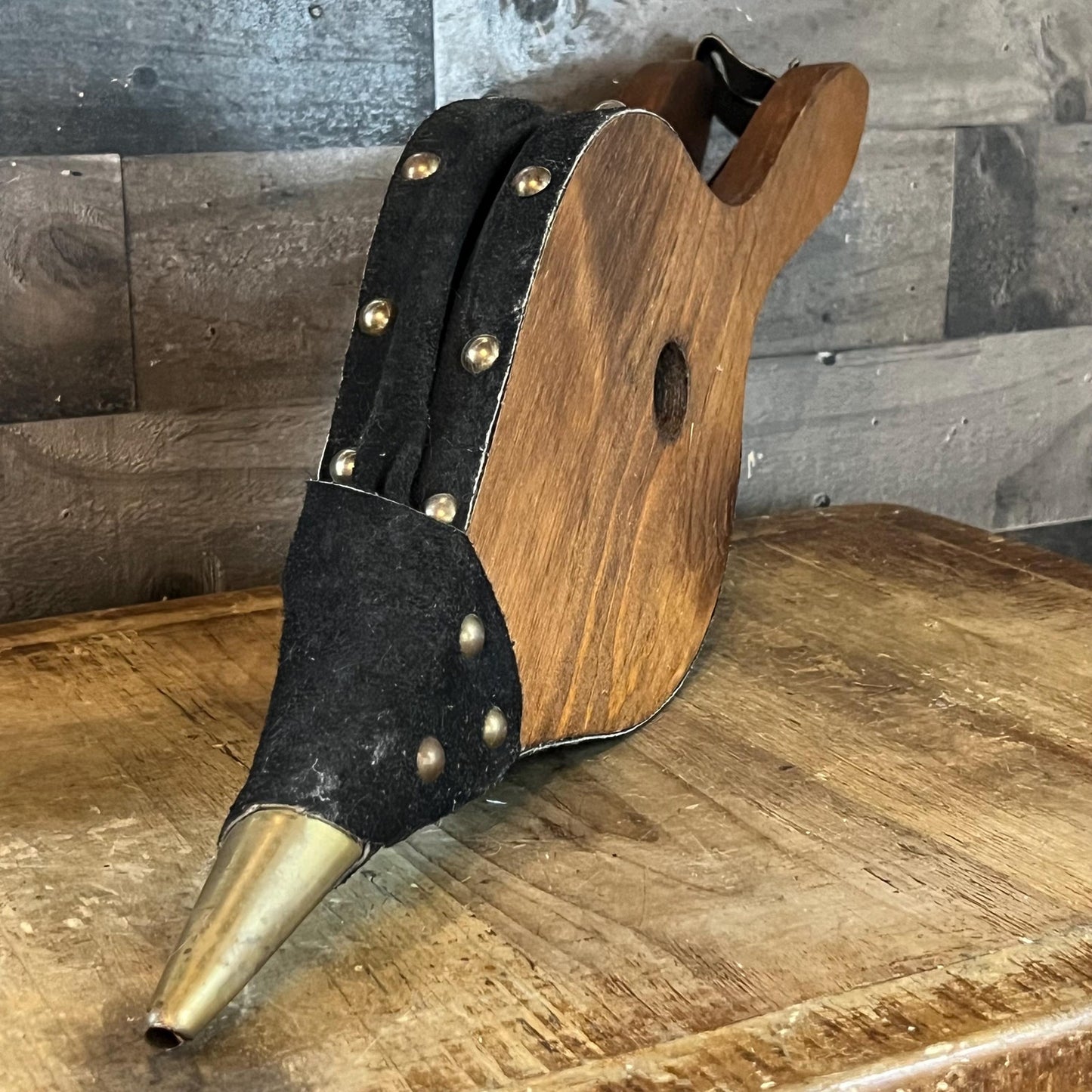 Vintage Johnny Beard Company Bellows - Pennsylvania Pine Bellows - Black Suede Trim Bellows with Brass Nailhead