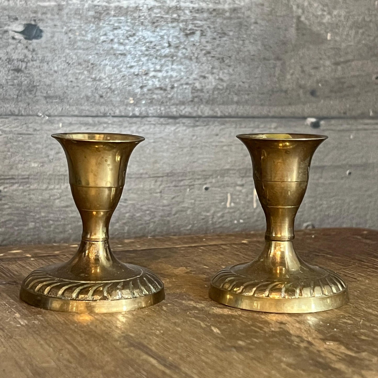 Vintage Pair of Brass Candlestick Holders