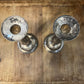 Aged Silver Tone Candlestick Holders - Pair