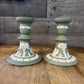 Wedgwood Jasperware Sage Green Candlestick Holders - Pair
