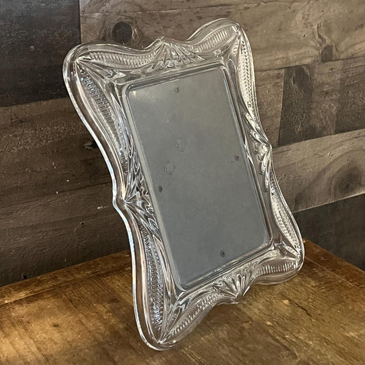 Vintage Clear Crystal Glass Tabletop Picture Frame