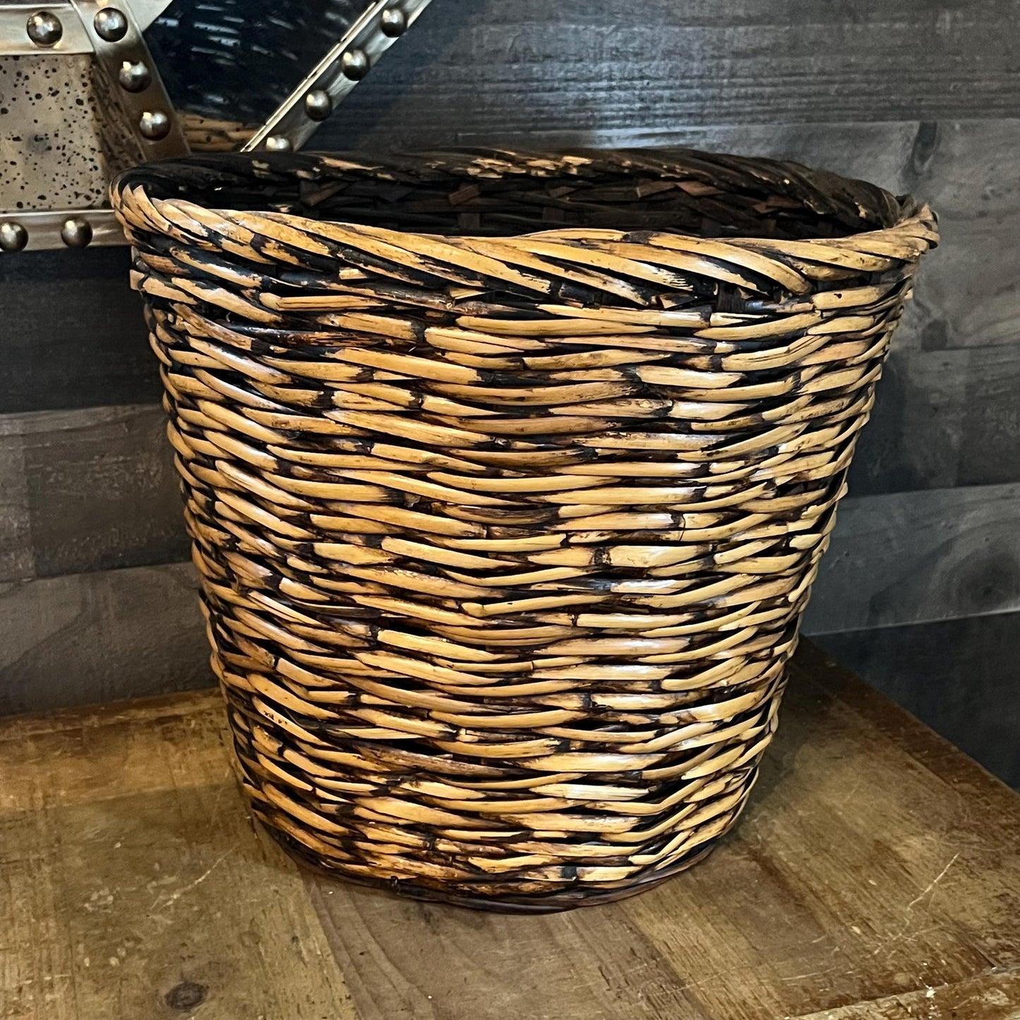 Vintage Woven Wicker Basket - Planter Basket - Laundry Basket - Blanket Basket - Shoe Basket - Towel Basket