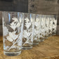 Vintage Libbey White Rose and Leaves Pattern Highball Glasses - Set of 7