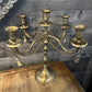 Vintage Solid Brass 5 Candlestick Holder Candelabra with Tassle Rope Detailing