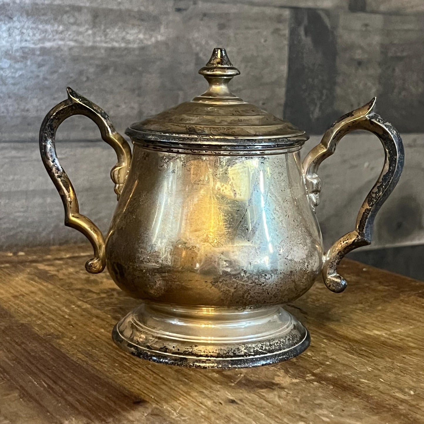 Vintage WA Silverplated Double Handled Lidded Sugar Bowl - Made in India