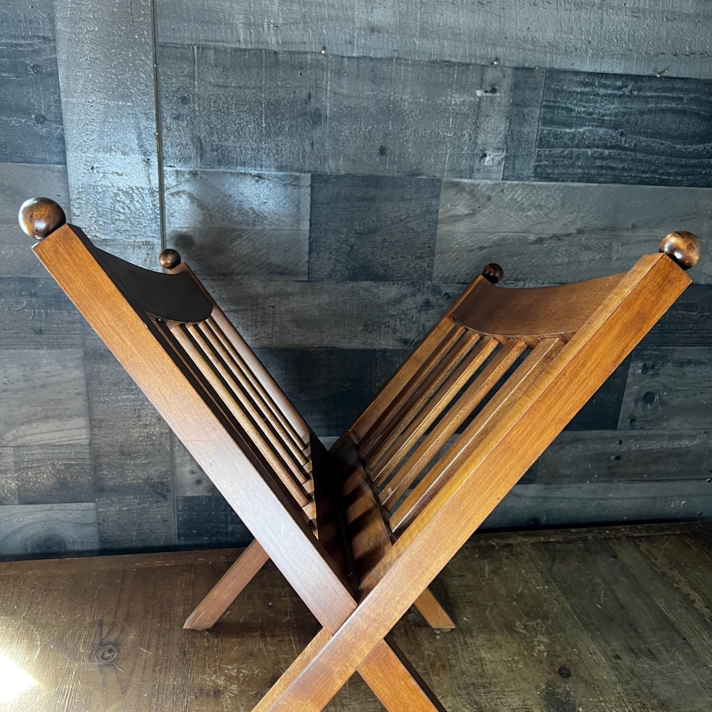Vintage Ethan Allen Wooden Slat Magazine Rack - Blanket Holder - Book Holder - Towel Holder