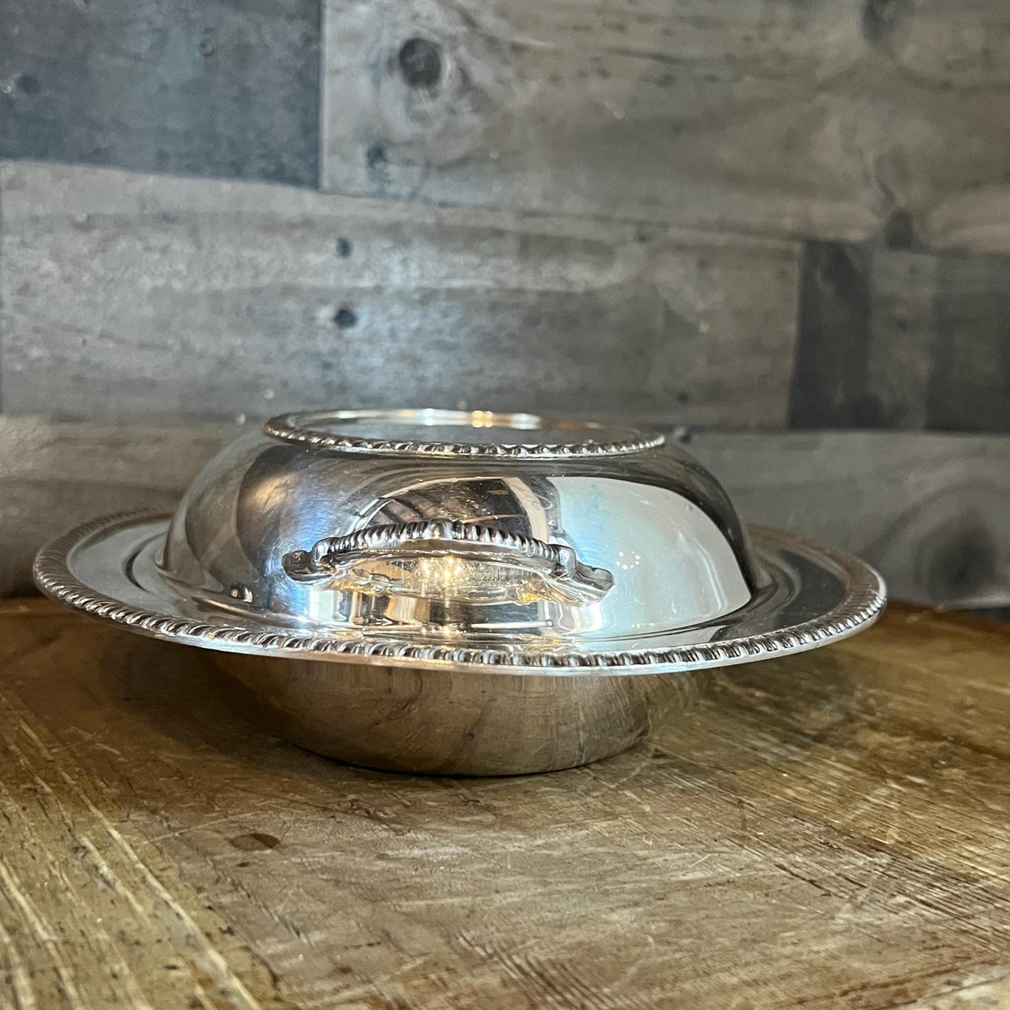 Vintage Crescent Silverplated Oval Lidded Casserole Dish Server