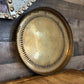 Vintage Brass Round Tray with Reticulated Edge