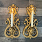 Vintage Pair of Gold Tone Dart Industries Candlestick Holder Wall Sconces