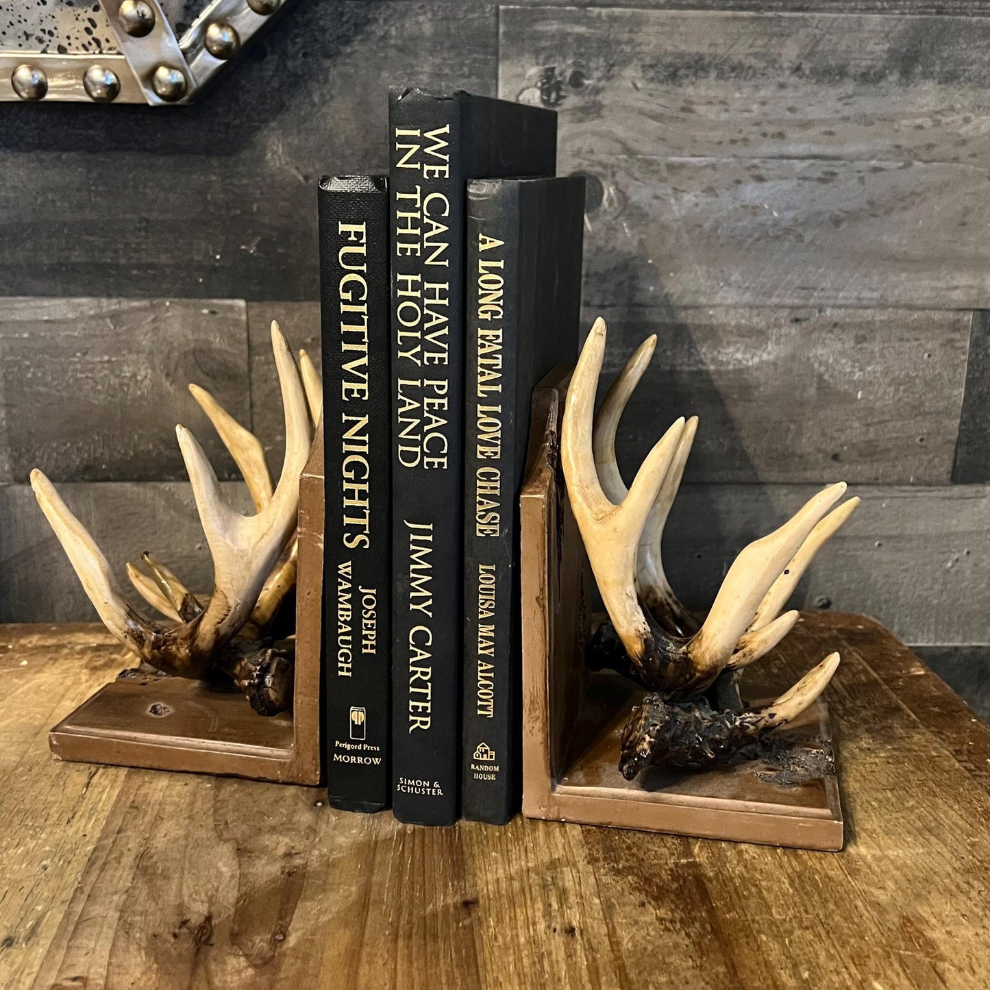 Vintage Deer Buck Antler Bookends - Pair