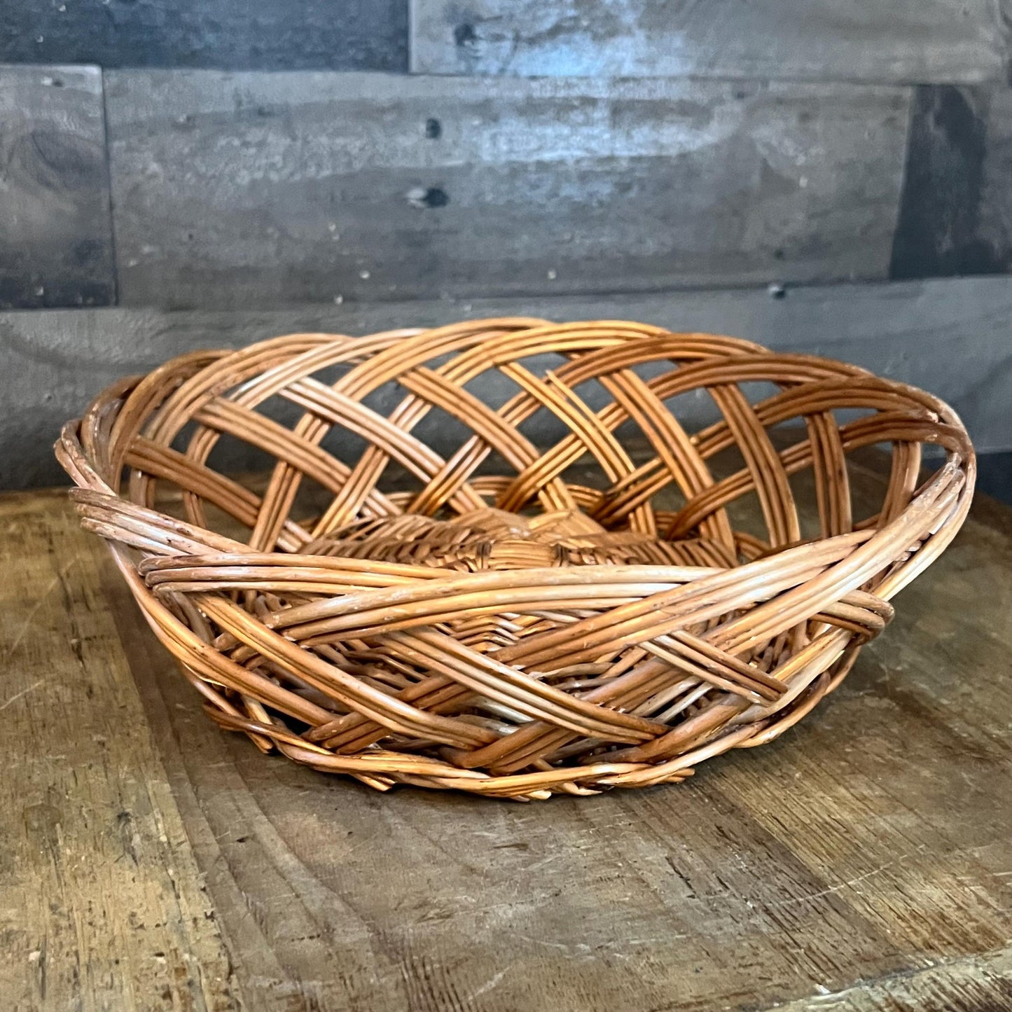 Vintage Woven Wicker Round Basket