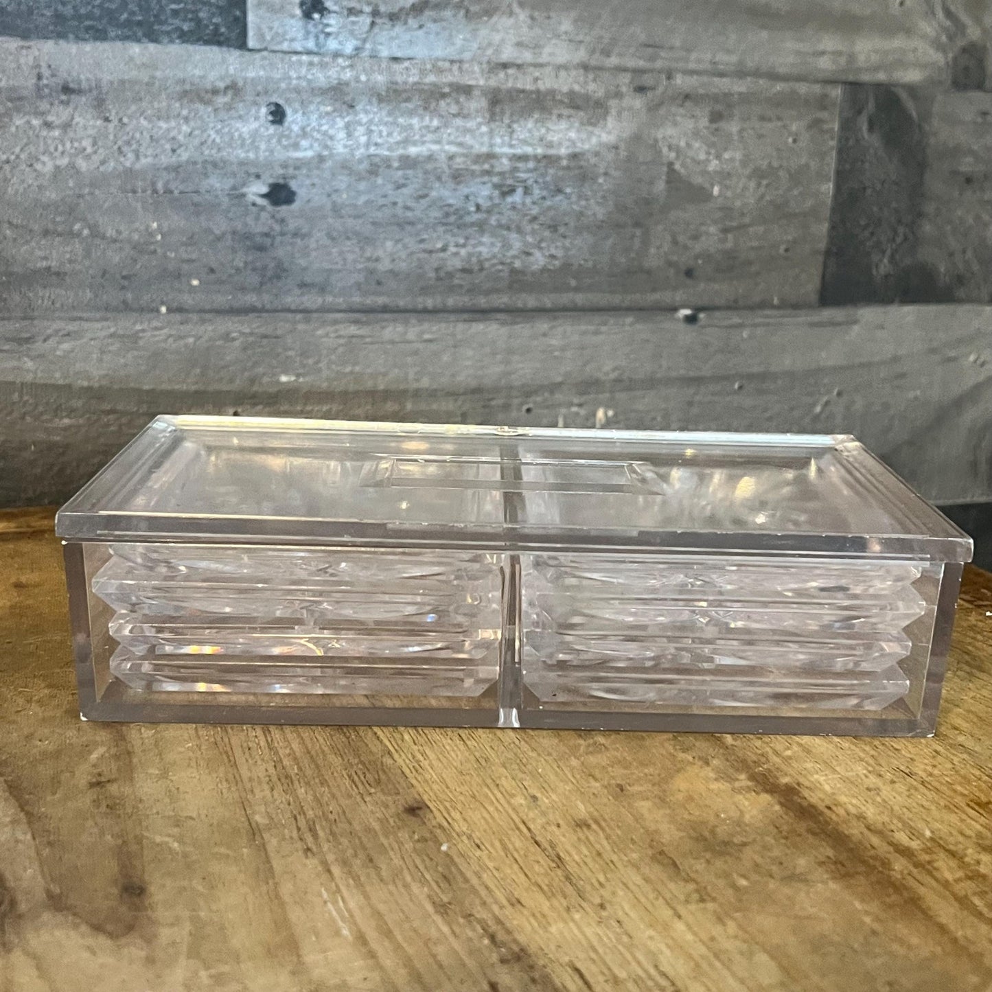 Vintage Colony Clear Starburst Duracite Coasters and Case - Set of 8 Coasters