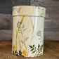 Vintage IRA Denmark Floral Cylinder Lidded Tin Jar