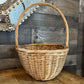 Vintage Woven Wicker Handled Basket - Gathering Basket - Garden Basket - Foraging Basket
