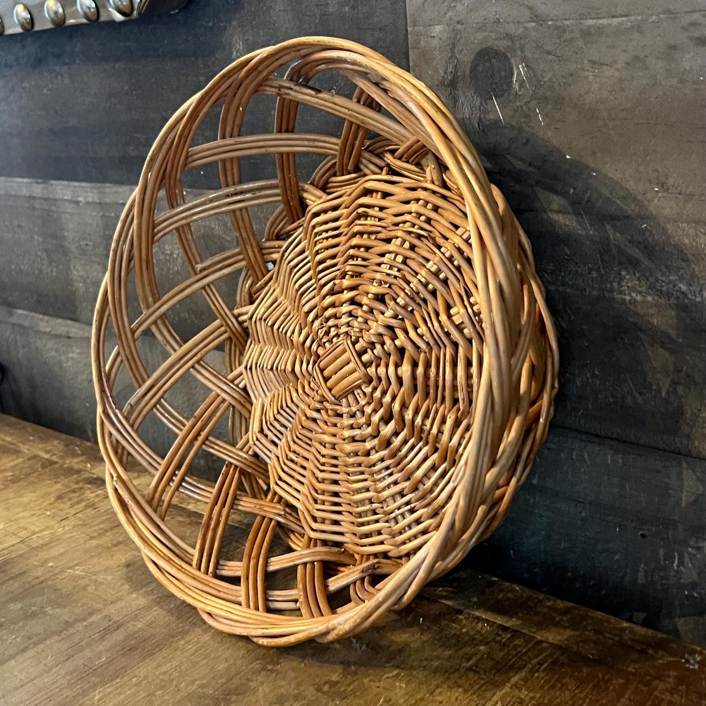Vintage Woven Wicker Round Basket