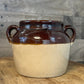 Vintage Monmouth Stoneware Double Handle Bean Pot with Maple Leaf USA Stamp on Bottom - Crock