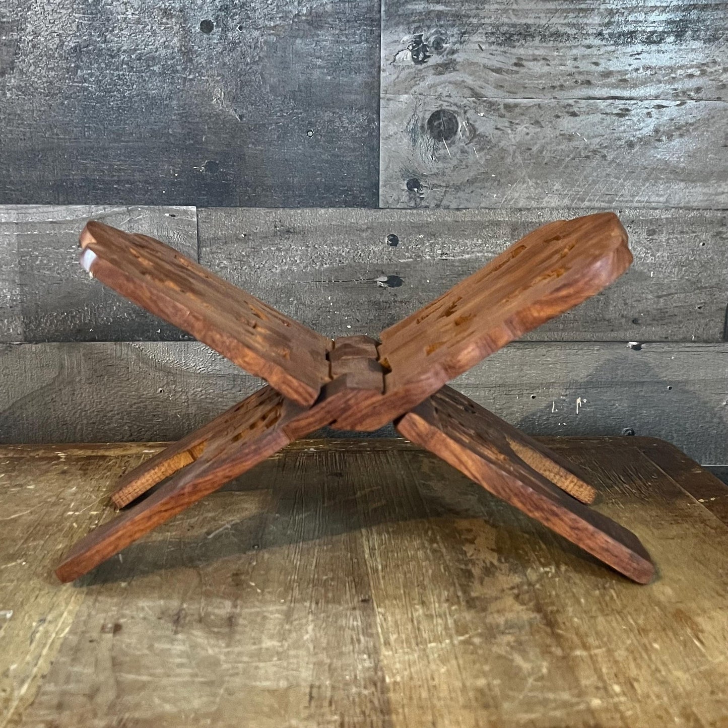 Vintage Wood Carved Book Holder - Book Stand
